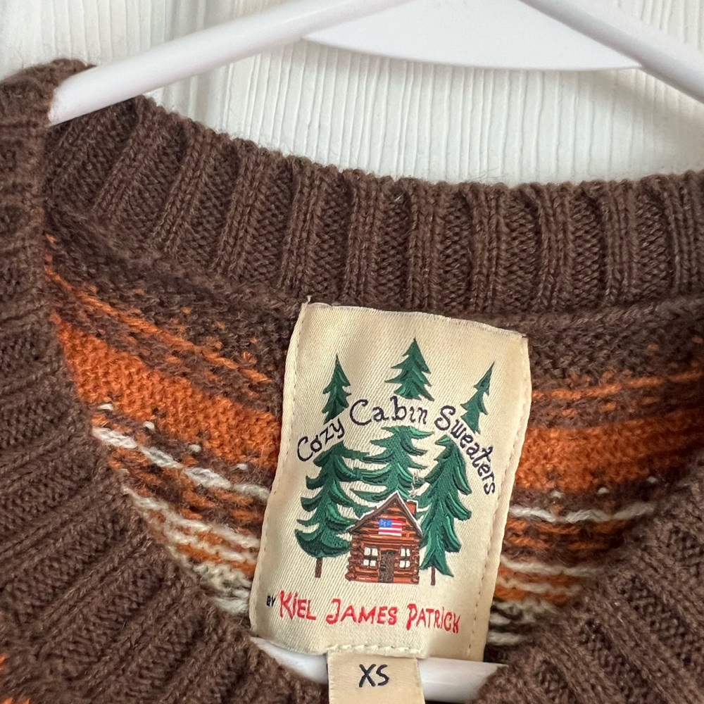 Kiel James Patrick Brown and Orange Crewneck Sweater - Picture 6 of 6